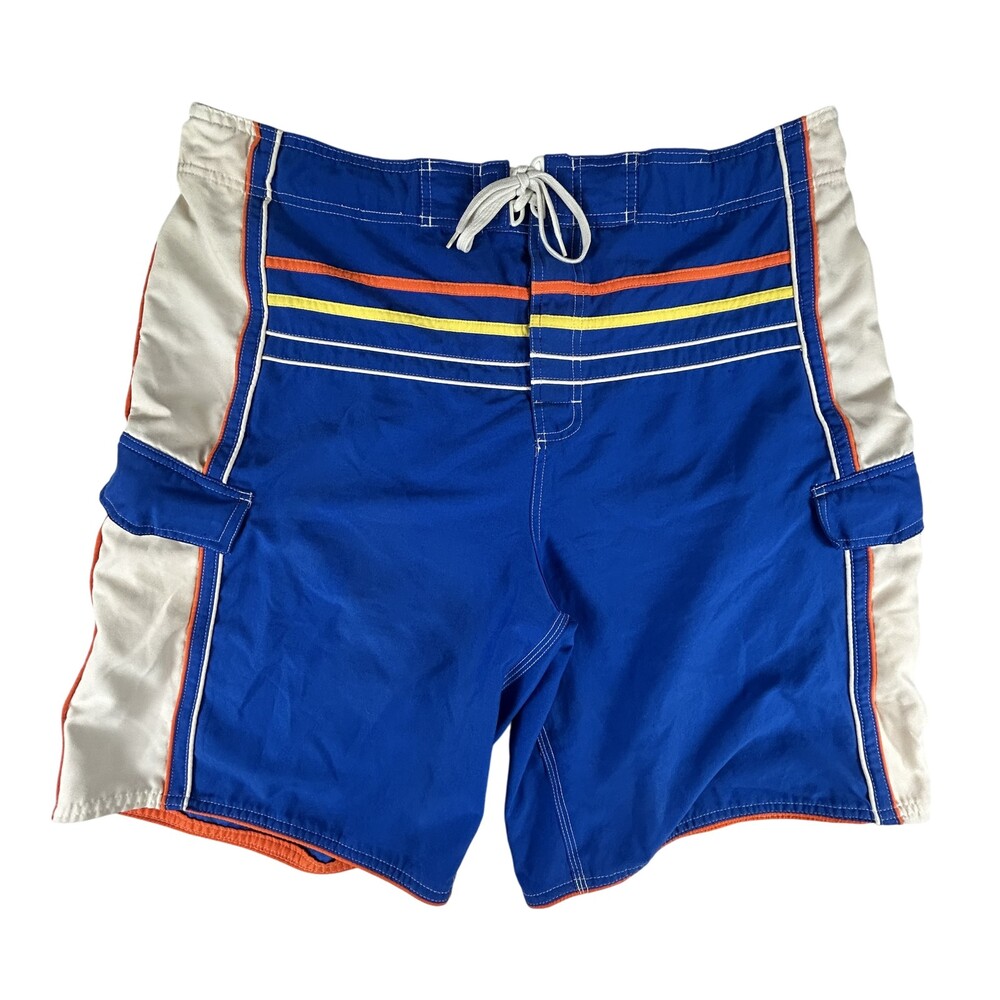 No Boundaries Board Shorts Mens Large Swim Trunks Striped Pockets Beach
